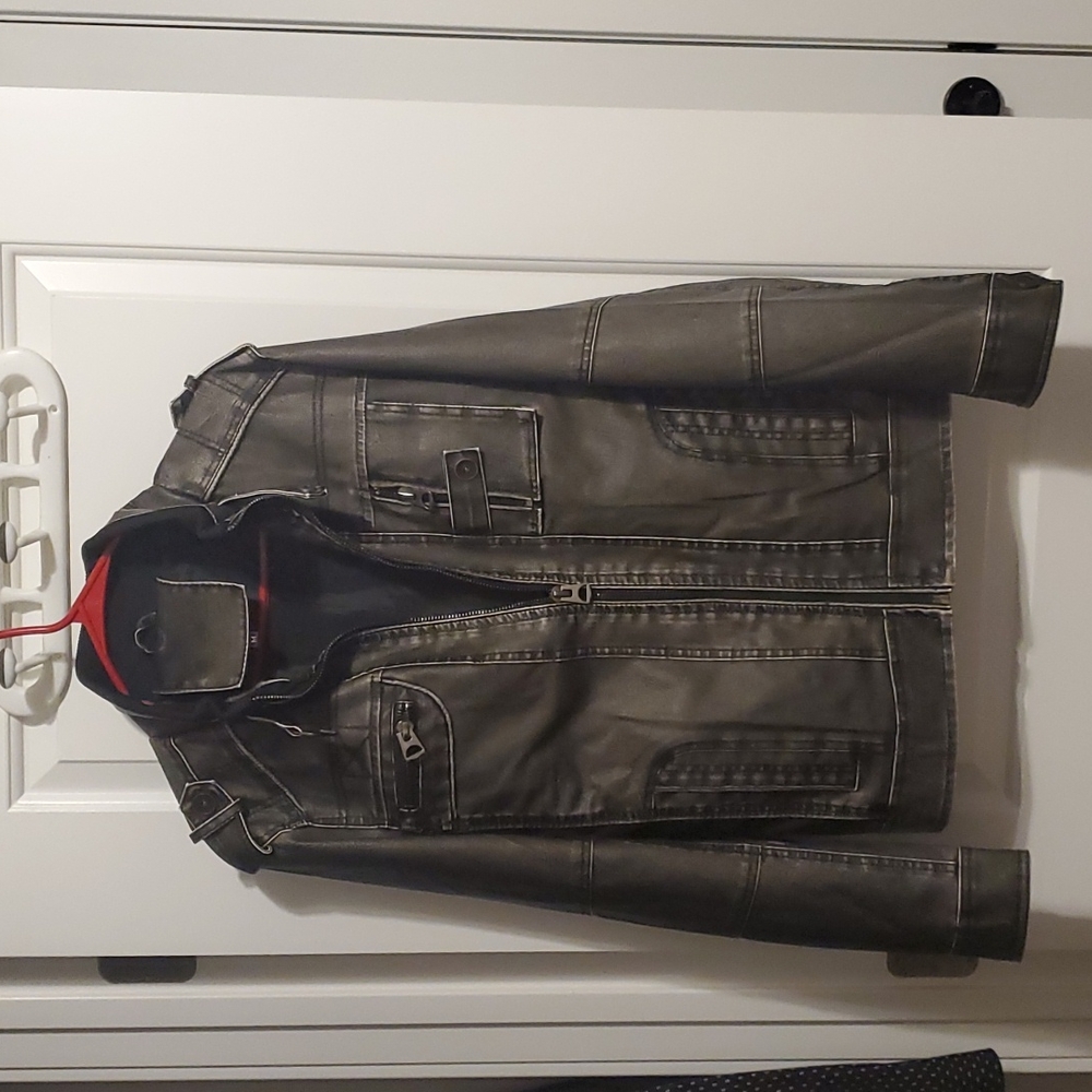 FAUX LETHER MEN JACKET M Black NWT